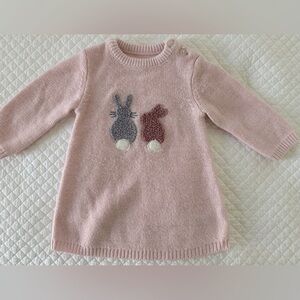 Nutmeg Sweater Bunny Dress in Pink Size 3-6M